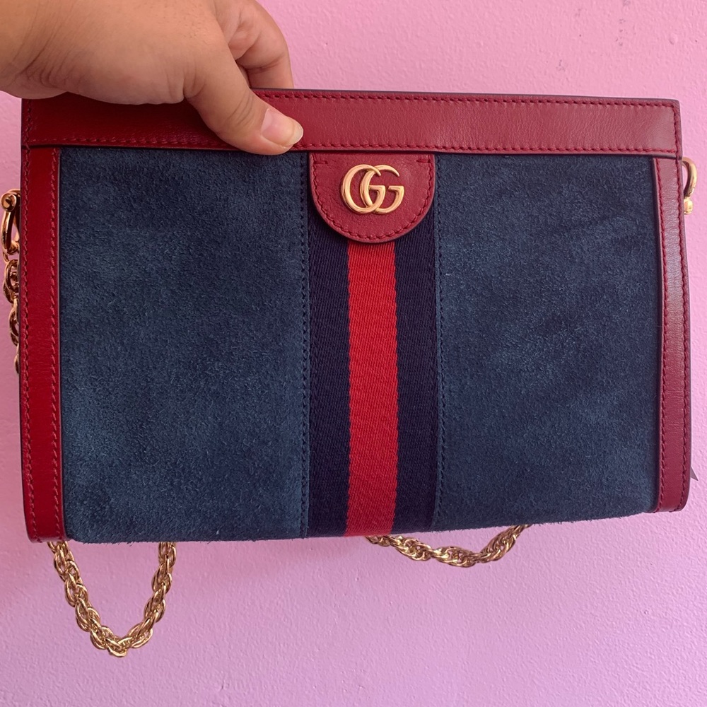 Gucci Ophidia small suede and leather shoulder bag